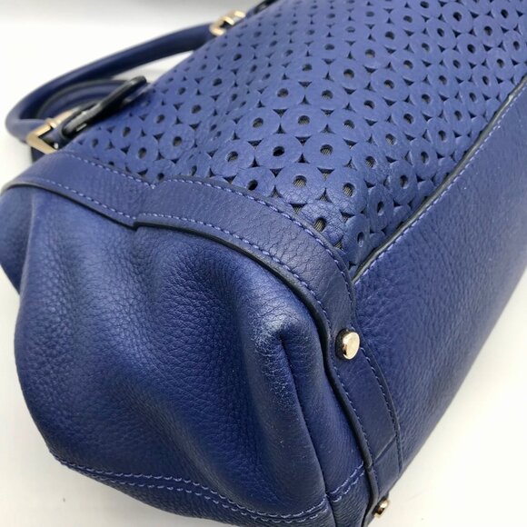 Kate Spade Atlantic Blue Leather Mercer Isle Sloan Perforated Satchel - Picture 9 of 10